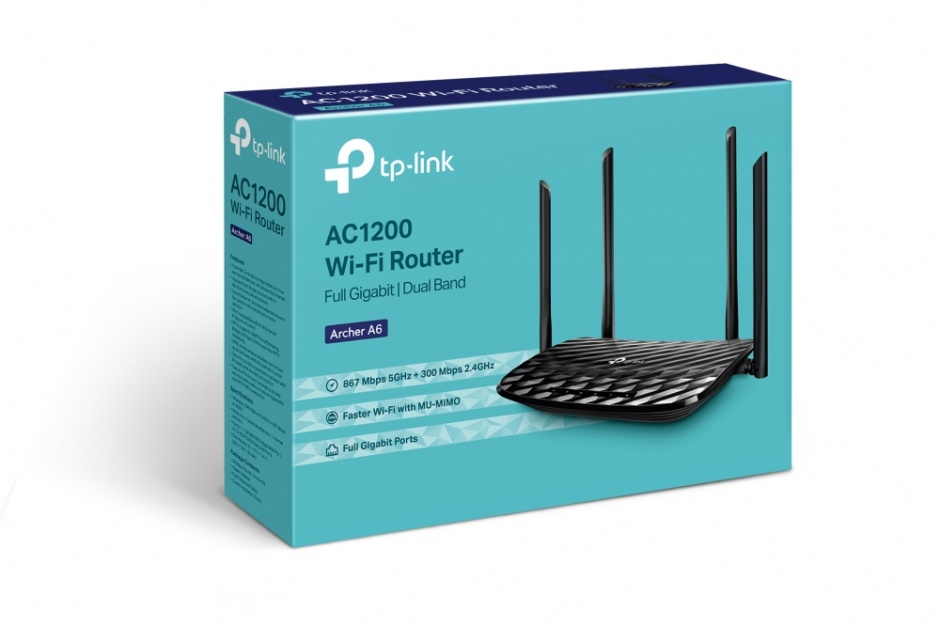 Imagine Router Wireless Gigabit MU-MIMO AC1200, TP-LINK Archer A6 (include timbru verde 1 leu)